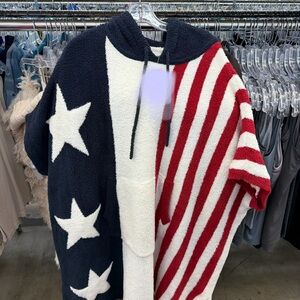 Barefoot Dreams Stars and Stripes Hooded Poncho